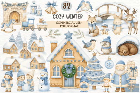 Download Watercolor Cozy Winter Clipart Christmas - Winter Collection