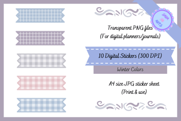 Download Cute Winter Washi Tapes Digital Stickers - Winter Collection