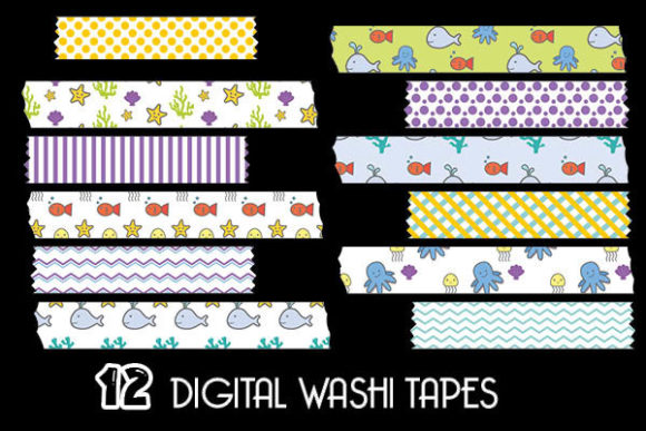 Download Sea Animals Cliparts Washi Tapes - Washi tapes Collection