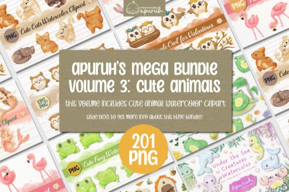 Download Mega Bundle VOLUME 3 | Animal Watercolor - Animal watercolor Collection