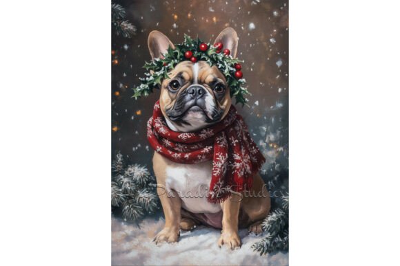 Download Christmas French Bulldog Cozy Winter Art - Winter Collection
