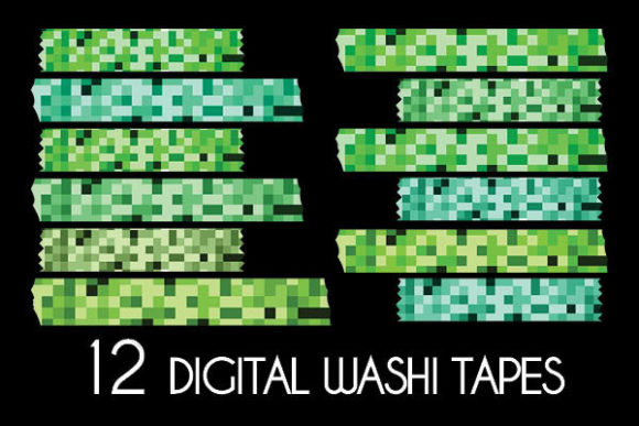 Download Green Pixelated Washi Tapes Patterns - Washi tapes Collection