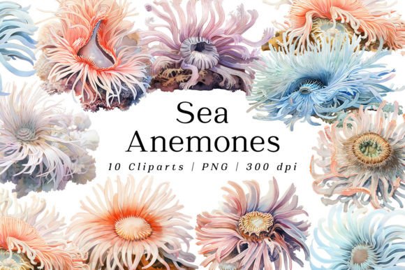 Download Sea Anemones Animal Watercolor Cliparts - Animal watercolor Collection