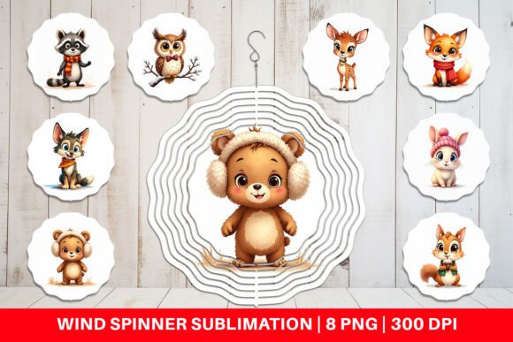 Download Winter Critters Watercolor Wind Spinner - Winter Collection