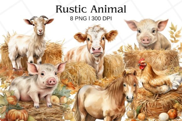Download Rustic Farm Animal Watercolor Clipart - Animal watercolor Collection
