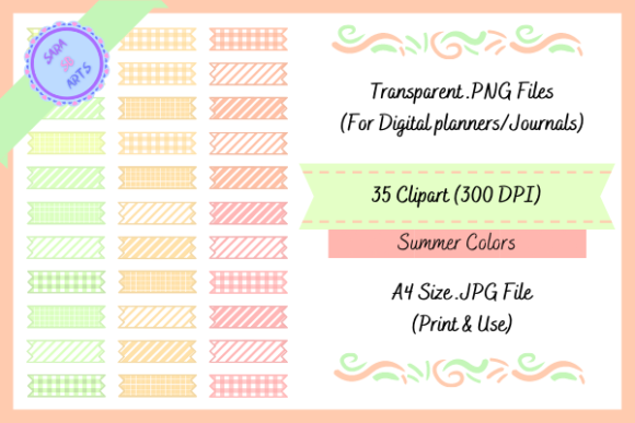 Download Cute Washi Tapes with Summer Colors - Washi tapes Collection