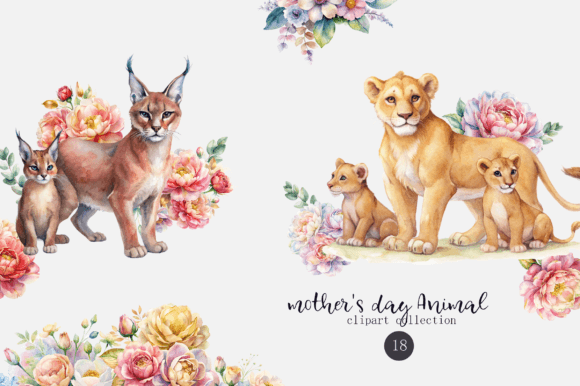 Download Mothers Day Animal Watercolor Clipart - Animal watercolor Collection