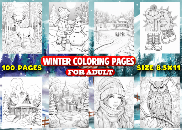 Download 100 Winter Coloring Pages for Adult - Winter Collection