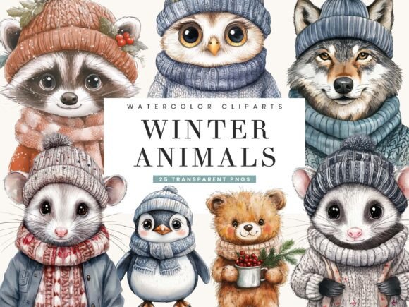Download Winter Animals Clipart Bundle - Winter Collection