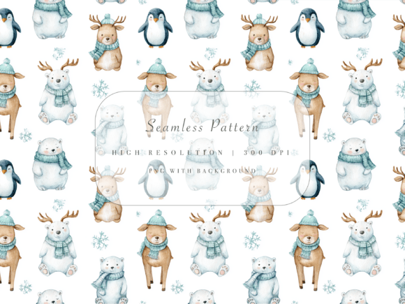 Download Winter Baby Animals Seamless Pattern - Winter Collection