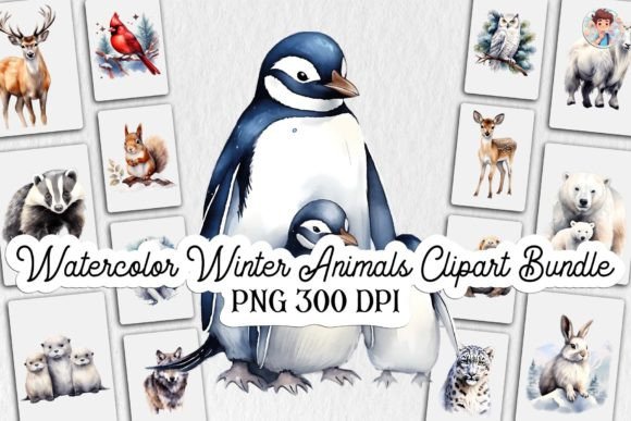 Download Watercolor Winter Animals Clipart Bundle - Winter Collection