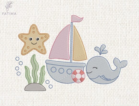Download Cute Sea Animals Embroidery Design - Premium Resources
