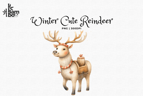 Download Watercolor Winter Cute Reindeer Clip Art - Winter Collection