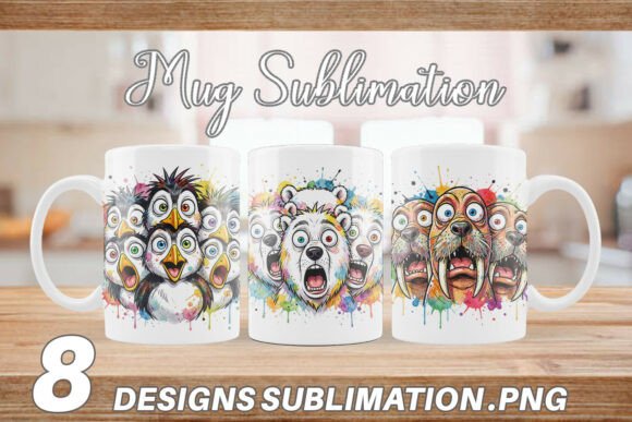 Download Summer Arctic Animal Watercolor Mug Wrap - Animal watercolor Collection