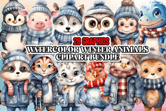 Download Watercolor Winter Animals Bundle - Winter Collection