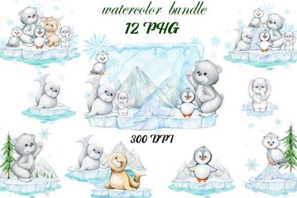 Download Christmas Winter Clipart Bundle. Animals - Winter Collection