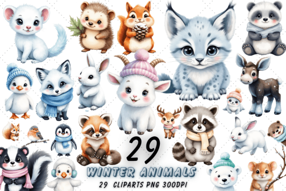 Download Winter Animals Watercolor Clipart Bundle - Winter Collection