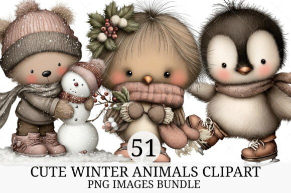 Download Cute Winter Animals Clipart - Winter Collection