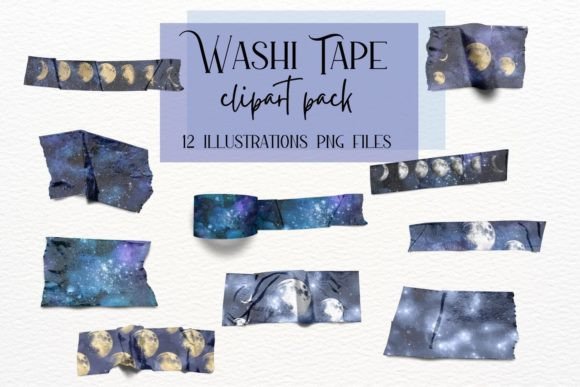 Download Moon Watercolor Washi Tapes Collection - Washi tapes Collection