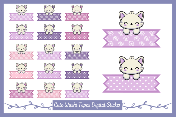 Download Cute Kitten Washi Tapes Digital Stickers - Washi tapes Collection