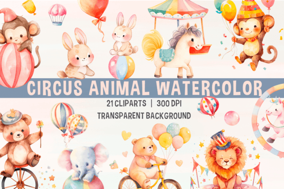 Download Circus Animal Watercolor Clipart - Animal watercolor Collection