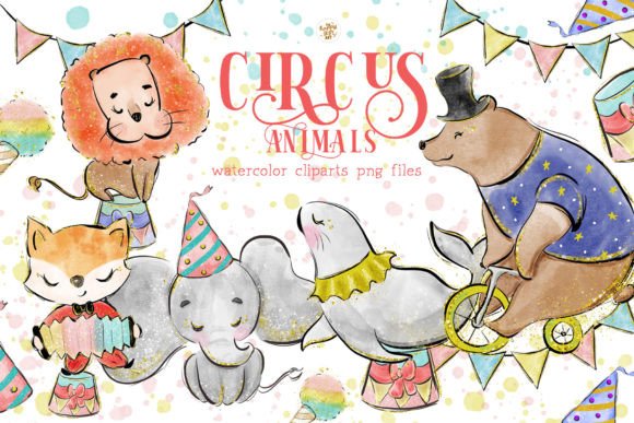 Download Circus Animal Watercolor Cliparts - Animal watercolor Collection