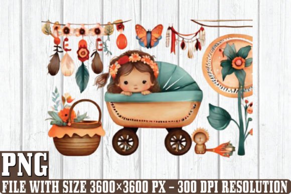 Download Watercolor Boho Baby Clipart - Boho baby clipart Collection