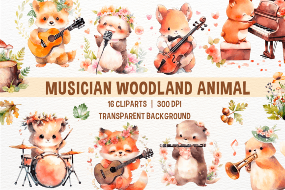 Download Musician Woodland Animal Watercolor - Animal watercolor Collection