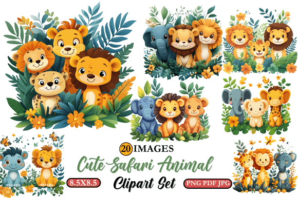Download Cute Safari Animal Clipart Set - Premium Resources