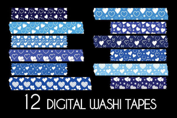 Download Blue Hearts Washi Tapes Patterns - Washi tapes Collection