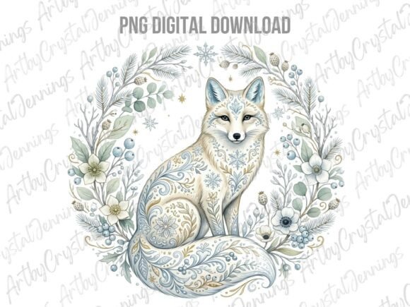 Download Winter Folk Art Fox Clipart PNG - Winter Collection