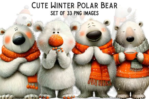 Download Cute Winter Polar Bear Watercolor PNG - Winter Collection