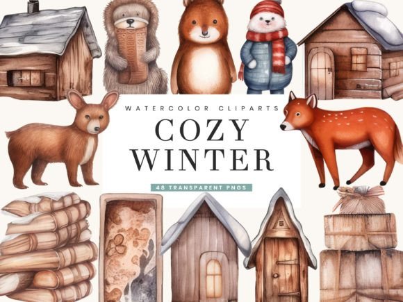 Download Watercolor Cozy Winter Clipart - Winter Collection