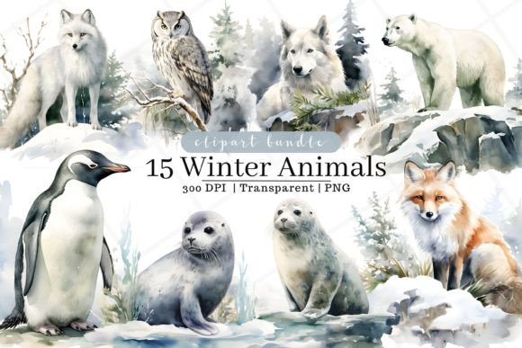 Download Winter Animals Watercolor Clipart - Winter Collection