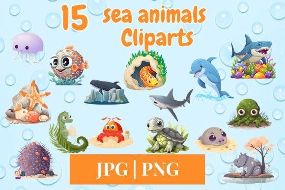 Download Sea Animal Clipart Set 640 - Animal clipart set Collection