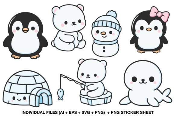 Download Kawaii Winter Animals Clipart - Winter Collection